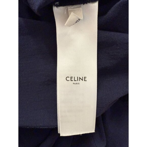 Celine Paris Navy Blue T-Shirt With White Horse & Carriage Graphic Logo Short Sl - Picture 4 of 11